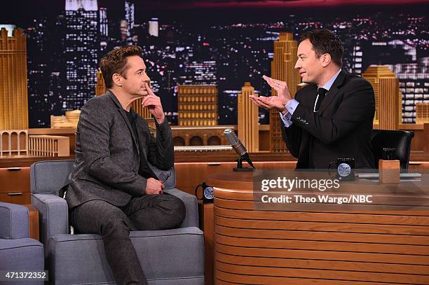 Robert Downey Jr. Visits "The Tonight Show Starring Jimmy Fallon" at Rockefeller Center on April 27, 2015 in New York City.