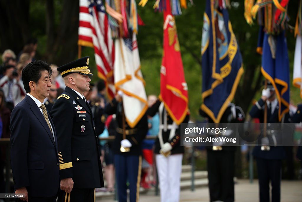 Prime Minister Of Japan Abe Lays Wreath At Arlington Nat'l Cemetery