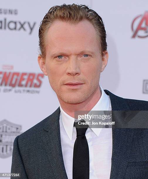 Actor Paul Bettany arrives at the Los Angeles Premiere Marvel's "Avengers Age Of Ultron" at Dolby Theatre on April 13, 2015 in Hollywood, California.