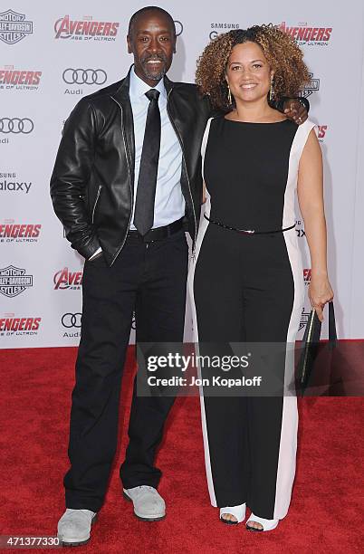 Actor Don Cheadle and Bridgid Coulter arrive at the Los Angeles Premiere Marvel's "Avengers Age Of Ultron" at Dolby Theatre on April 13, 2015 in...