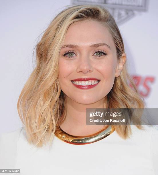 Actress Elizabeth Olsen arrives at the Los Angeles Premiere Marvel's "Avengers Age Of Ultron" at Dolby Theatre on April 13, 2015 in Hollywood,...