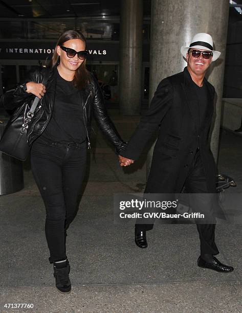 Luis Miguel and Kasia Sowinska seen at LAX on April 27, 2015 in Los Angeles, California.