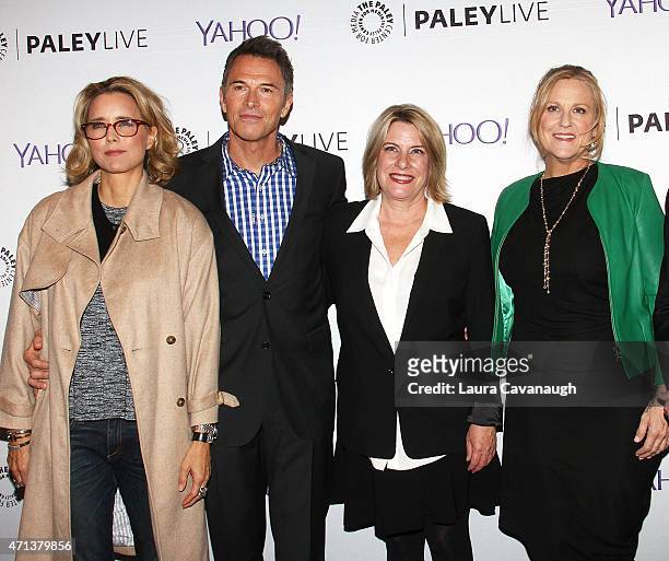 Tea Leoni, Tim Daly, Barbara Hall and Lori McCreary attend The Paley Center For Media Presents An Evening With "Madame Secretary" at Paley Center For...
