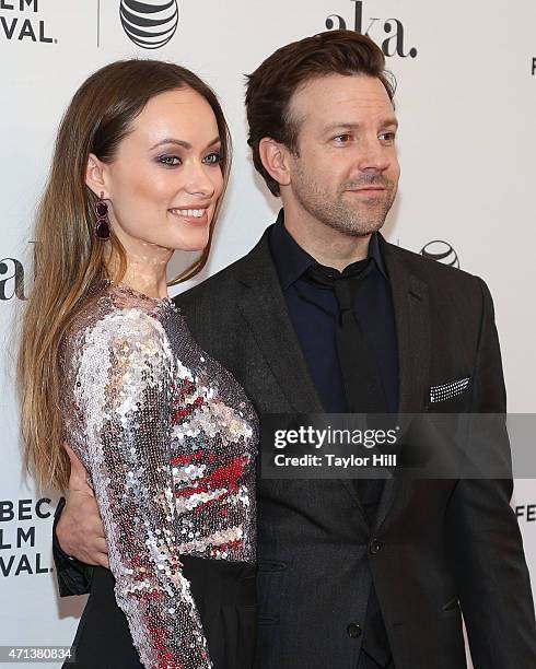 Actors Olivia Wilde and Jason Sudeikis attend the world premiere of 'Meadowland' during 2015 Tribeca Film Festival at SVA Theater 1 on April 17, 2015...