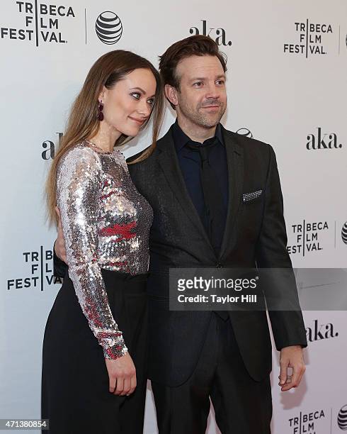Actors Olivia Wilde and Jason Sudeikis attend the world premiere of 'Meadowland' during 2015 Tribeca Film Festival at SVA Theater 1 on April 17, 2015...
