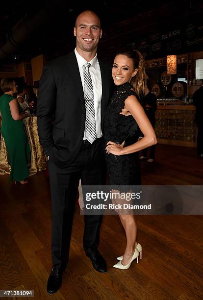 Professional football player Mike Caussin and singer/actress Jana Kramer attend the 16th Annual Nashville Best Cellars Dinner hosted by the T.J....