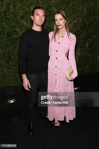 Maxwell Snow and Vanessa Traina attend the 2015 Tribeca Film Festival Chanel Artists' Dinner at Balthazar on April 20, 2015 in New York City.