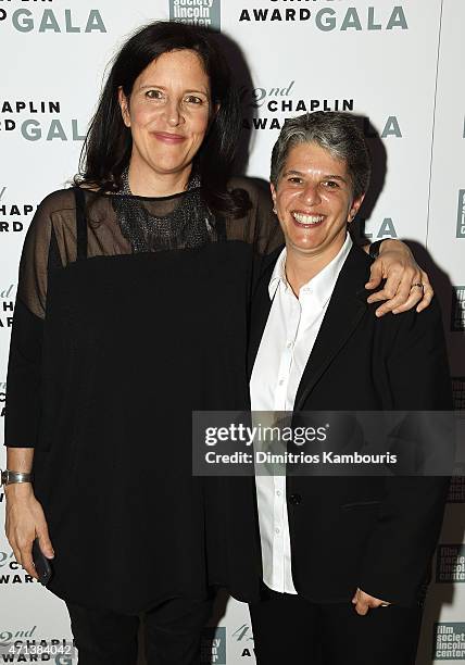 Laura Poitras and Film Society of Lincoln Center Executive Director Lesli Klainberg attend the 42nd Chaplin Award Gala at Alice Tully Hall, Lincoln...