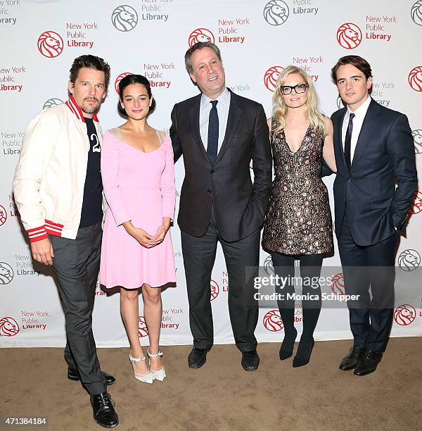 Tony Marx President and CEO, New York Public Library, and actors Ethan Hawke, Jenny Slate, Jennifer Morrison and Vincent Piazza attend the Young...