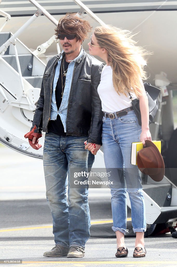 Johnny Depp And Amber Heard Arrive In Brisbane