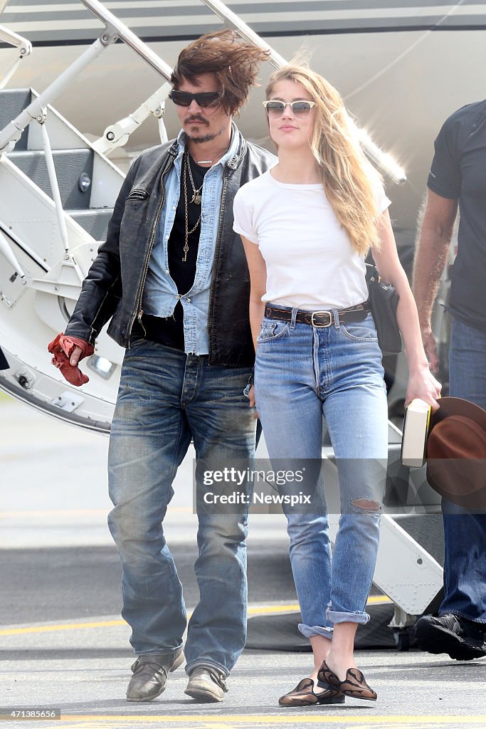 Johnny Depp And Amber Heard Arrive In Brisbane