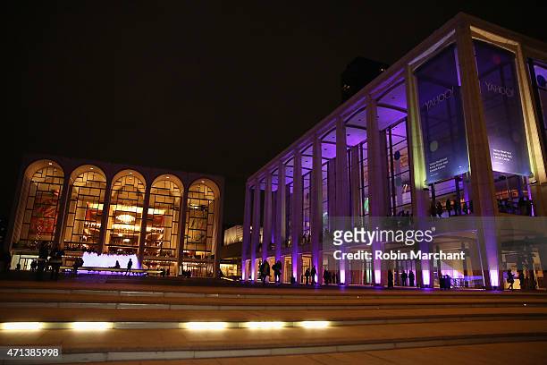 General view outside of the 2015 Yahoo Digital Content NewFronts at Avery Fisher Hall on April 27, 2015 in New York City.