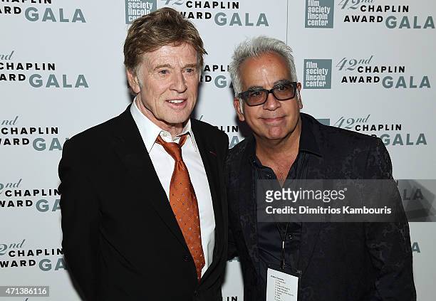 Honoree Robert Redford and stage director Richard Jay-Alexander attend the 42nd Chaplin Award Gala at Alice Tully Hall, Lincoln Center on April 27,...