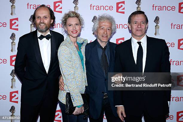 President of Molieres, Jean-Marc Dumontet, Actor Jean-Luc Moreau, his wife Mathilde Penin and actor Francis Huster attend the 27th 'Nuit Des...