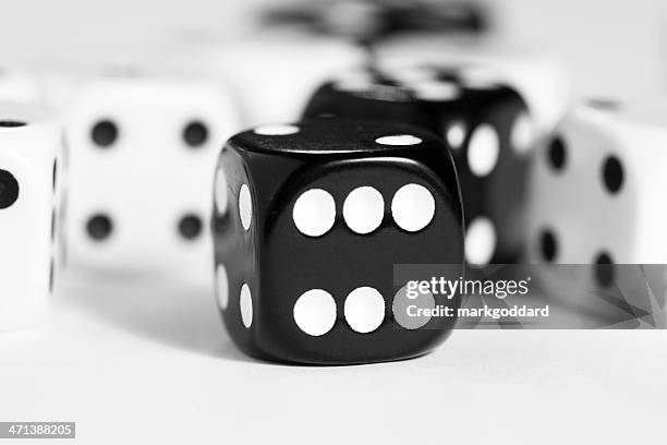 black and white dice - white dice stock pictures, royalty-free photos & images