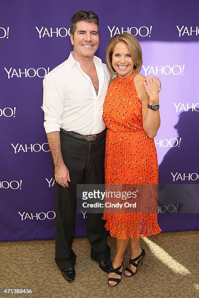 Producer Simon Cowell and journalist Katie Couric attend the 2015 Yahoo Digital Content NewFronts at Avery Fisher Hall on April 27, 2015 in New York...