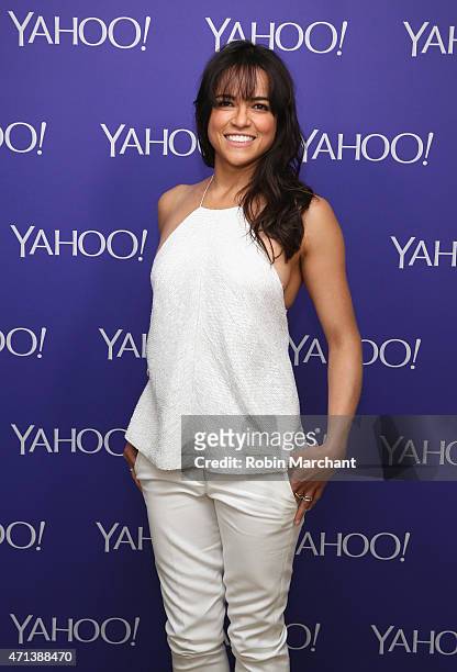 Actress Michelle Rodriguez attends the 2015 Yahoo Digital Content NewFronts at Avery Fisher Hall on April 27, 2015 in New York City.