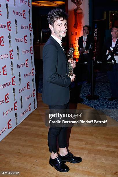 Winner of the 'Moliere du Metteur en scene d'un spectacle de Theatre Public' with 'Henry VI', Thomas Jolly attend the 27th 'Nuit Des Molieres' 2015....