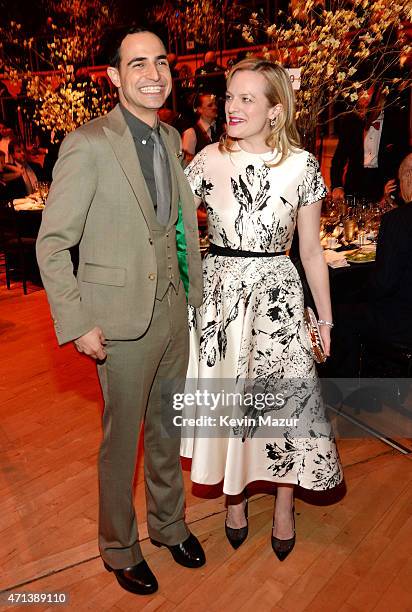 Fashion designer Zac Posen and Elisabeth Moss attends the 42nd Chaplin Award Gala at Jazz at Lincoln Center on April 27, 2015 in New York City.