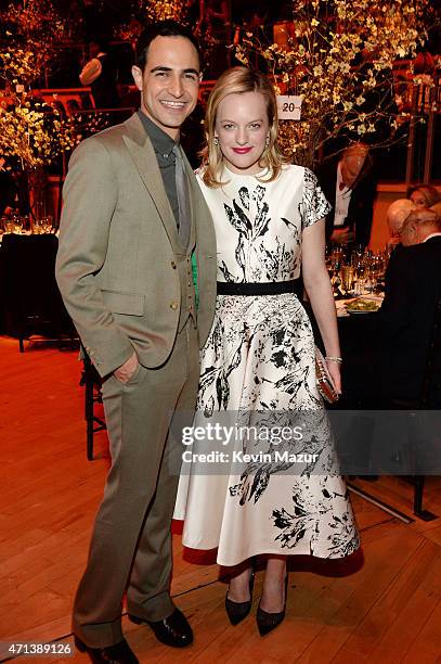 Fashion designer Zac Posen and Elisabeth Moss attends the 42nd Chaplin Award Gala at Jazz at Lincoln Center on April 27, 2015 in New York City.