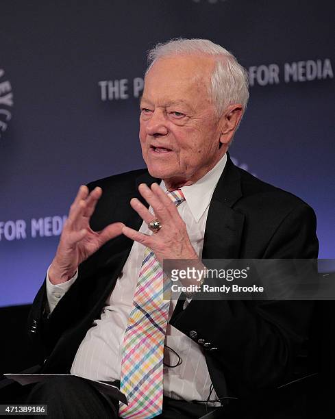 Panel moderator Bob Schieffer onstage during The Paley Center for Media presents an evening with "Madame Secretary" at Paley Center For Media on...