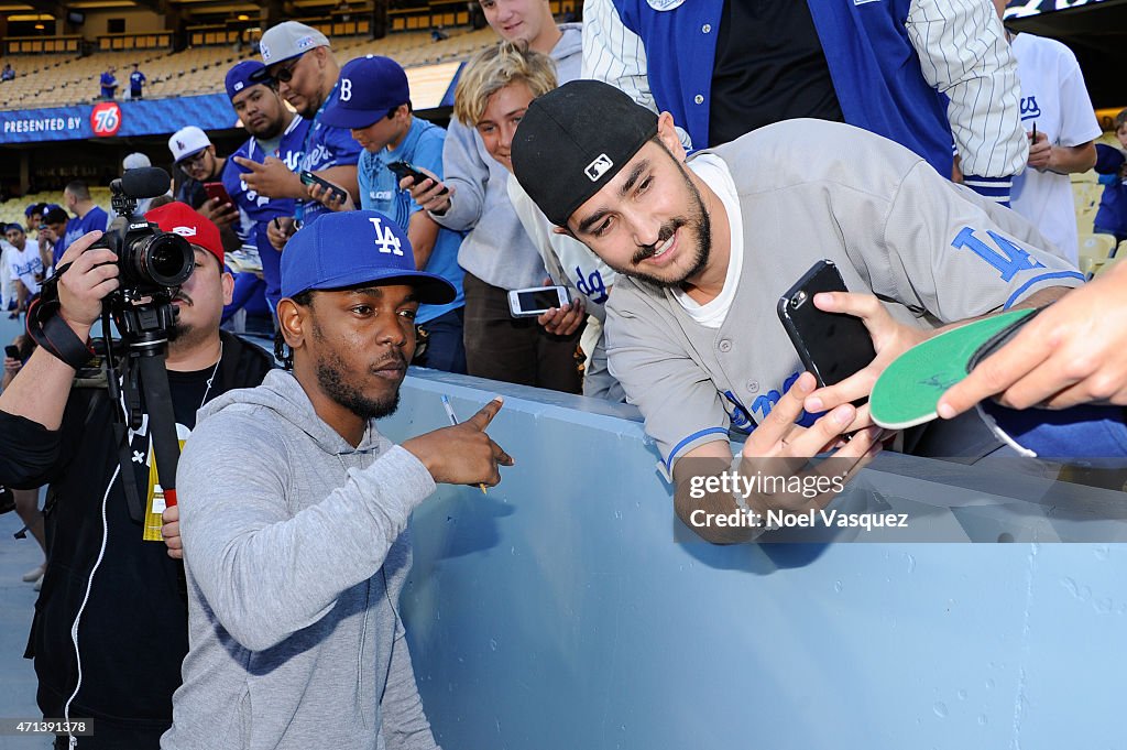 Celebrities At The Los Angeles Dodgers Game