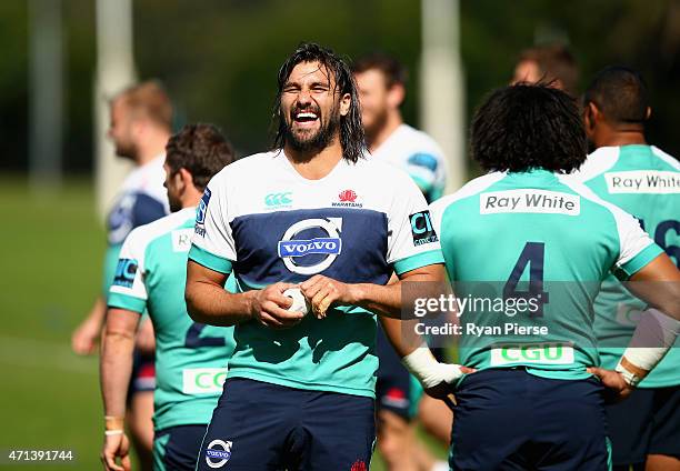 Jacques Potgieter of the Waratahs looks on during a Waratahs Super Rugby training session at Moore Park on April 28, 2015 in Sydney, Australia.