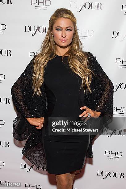 Paris Hilton attends DuJour Magazine's April Cover Celebration at PHD at the Dream Downtown on April 27, 2015 in New York City.