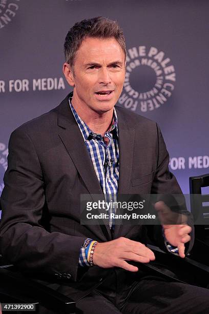Actor Tim Daly speaks during The Paley Center for Media presents an evening with "Madame Secretary" at Paley Center For Media on April 27, 2015 in...