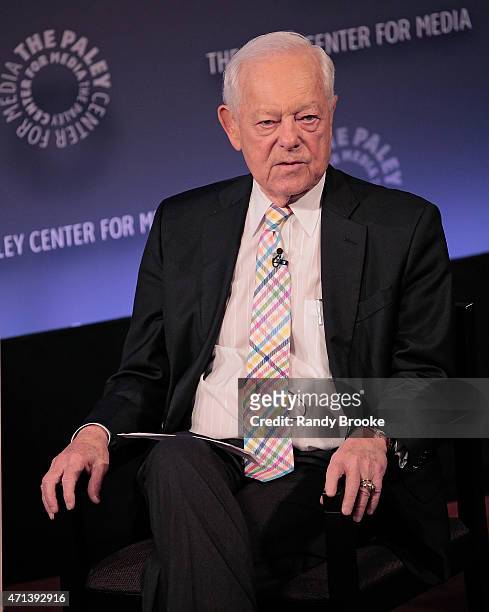 Panel moderator Bob Schieffer onstage at The Paley Center for Media presents an evening with "Madame Secretary" at Paley Center For Media on April...