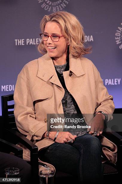 Actress Tea Leoni onstage at The Paley Center for Media presents an evening with "Madame Secretary" at Paley Center For Media on April 27, 2015 in...