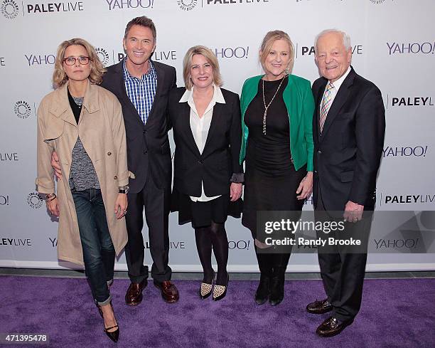 Actress Tea Leoni, actor Tim Daly, creator/writer Barbara Hall, exectutive producer Lori McCreary and panel moderator Bob Schieffer attend The Paley...