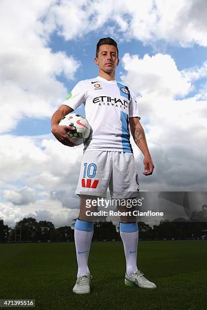 Robert Koren of Melbourne City poses during a Melbourne City FC portrait session on April 28, 2015 in Melbourne, Australia.