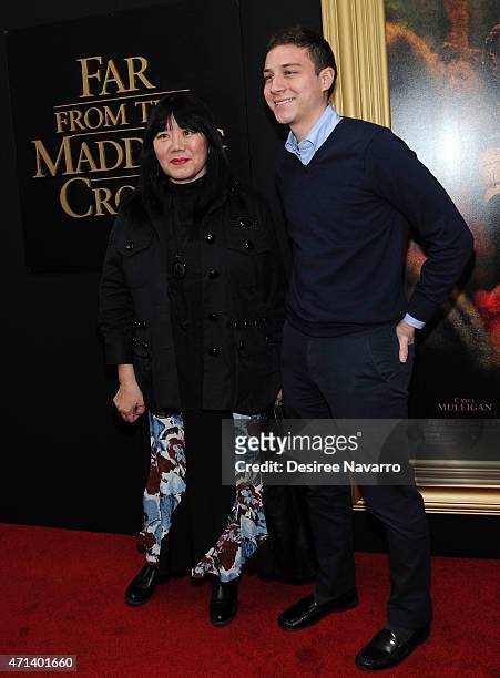 Designer Anna Sui and guest attend the New York special screening of 'Far From The Madding Crowd' at The Paris Theatre on April 27, 2015 in New York...