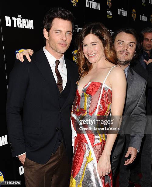 Actor James Marsden, actress Kathryn Hahn and actor Jack Black attend the premiere of "The D Train" at ArcLight Hollywood on April 27, 2015 in...