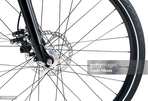 bicycle detail isolated on white - bicycle tire stockfoto's en -beelden