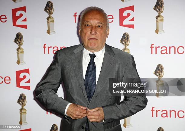French actor Francois Berleand poses during the 27th Molieres French theatre award ceremony on April 27, 2015 at the Folies Bergere theater in Paris....
