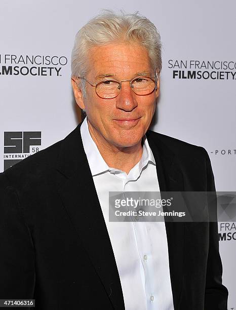 Actor Richard Gere attends the Film Society Awards Night at the 58th San Francisco International Film Festival at The Armory on April 27, 2015 in San...