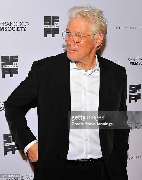 Actor Richard Gere attends the Film Society Awards Night at the 58th San Francisco International Film Festival at The Armory on April 27, 2015 in San...