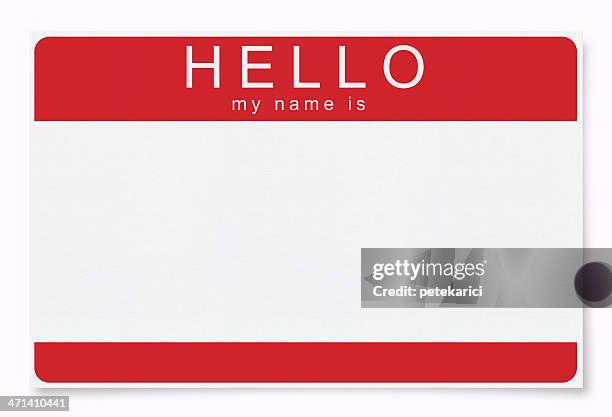 blank name tag (clipping path) - naamplaatje etiket stockfoto's en -beelden