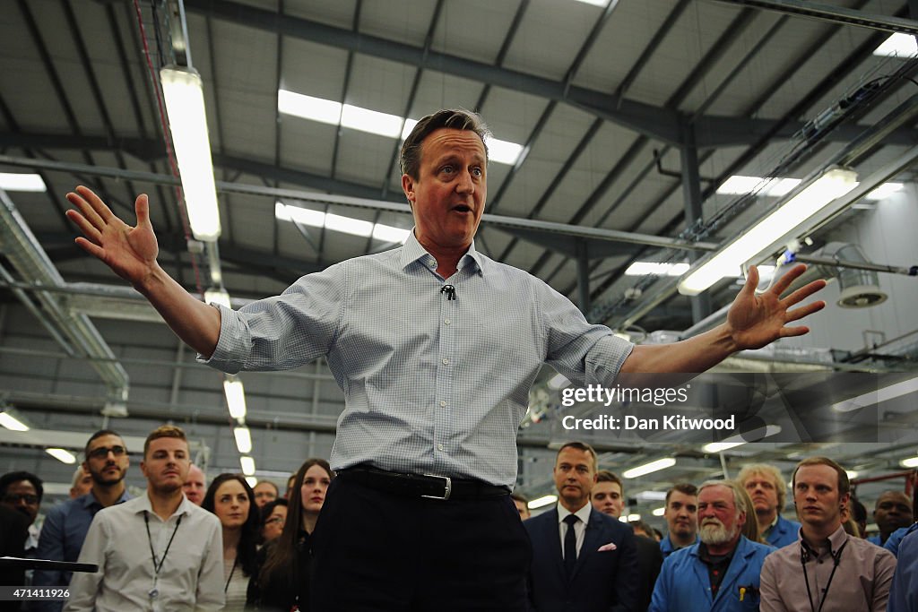 David Cameron Speaks To Staff At A Business In North London