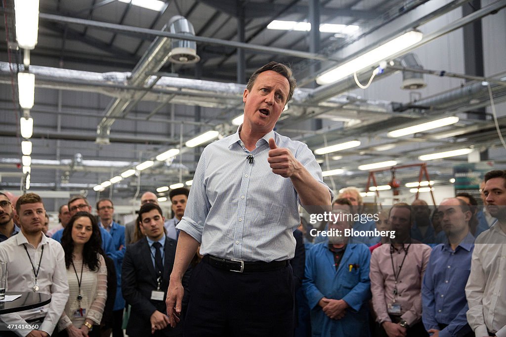 U.K. Prime Minister David Cameron Political Campaigning At Local Business