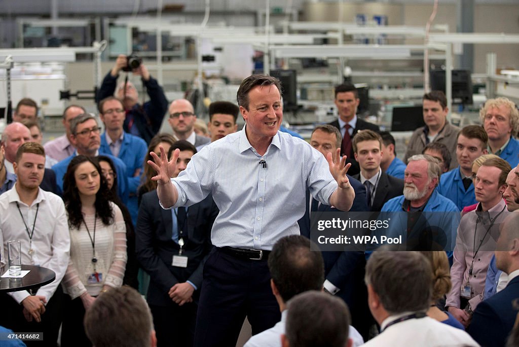 David Cameron Speaks To Staff At A Business In North London