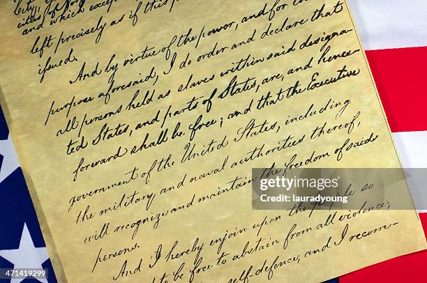 emancipation proclamation document - slavery freedom stock pictures, royalty-free photos & images