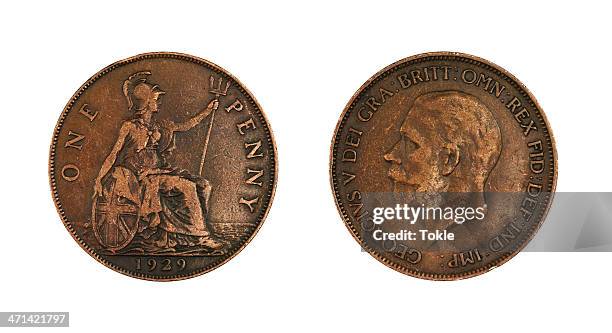one penny of 1929 - old pennies stock pictures, royalty-free photos & images