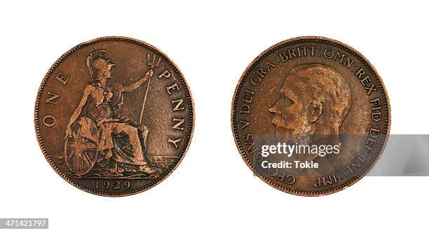 one penny of 1929 - ancient coins stock pictures, royalty-free photos & images