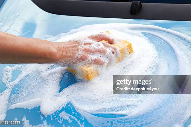 car cleaning - bath sponge stock pictures, royalty-free photos & images