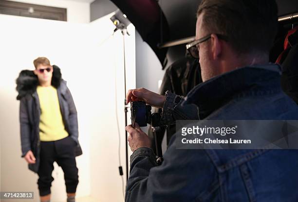 Model Chad White attends a fitting prior to a show for Black Sail by Nautica at Natuica Studio on January 31, 2014 in New York City.