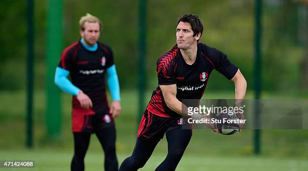 Gloucester fly half James Hook in action during Gloucester Rugby open training ahead of their European Challenge Cup final against Edinburgh on...