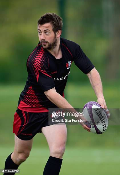 Gloucester scrum half Greig Laidlaw in action during Gloucester Rugby open training ahead of their European Challenge Cup final against Edinburgh on...